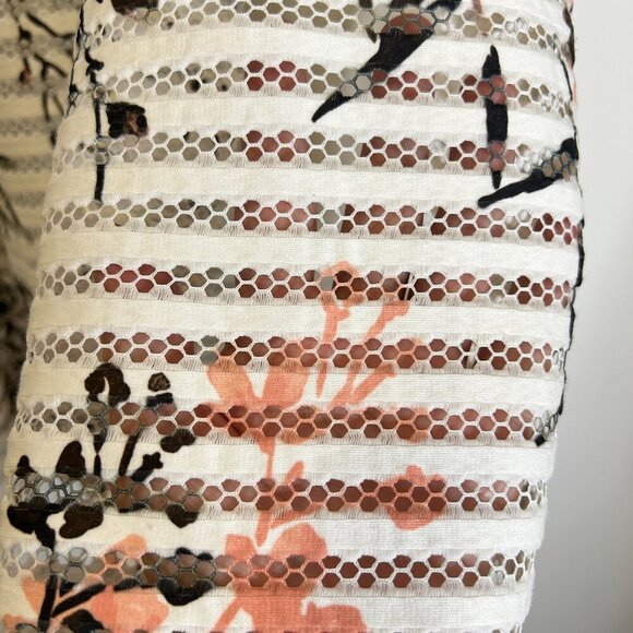 Le Chateau Cut Work Lace Sheer Full Floral Skirt Sz 18 White Pink Botanical Twee - Picture 3 of 8